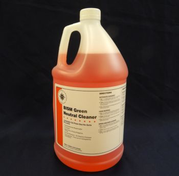 clear jug, orange liquid, white label, orange stripe - BISM Green Neutral Cleaner